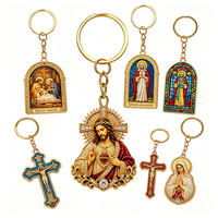 Porte-clés personnalisé 2026 en alliage de zinc, Cœur Sacré de Jésus, cadeau religieux simple face, vente en gros