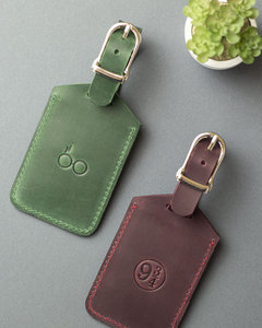Étiquettes à bagages <span class=keywords><strong>en</strong></span> cuir véritable durables <span class=keywords><strong>en</strong></span> gros avec boucle métallique sécurisée Logo gravé au laser personnalisé - Product Image 2