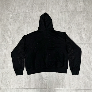 Custom Heavyweight Manufacturers Embroidery 100% Cotton Soft Trendy Distressed Embroidery Men Hoodies&Sweatshirt - Product Image 2