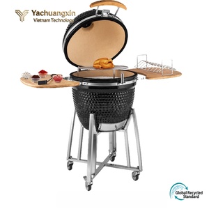 Parrilla Kamado de Cerámica para Barbacoa con Carbón, Asador para Exteriores, Cocina para Patio con Estantes Laterales y Carrito para Camping - Product Image 6