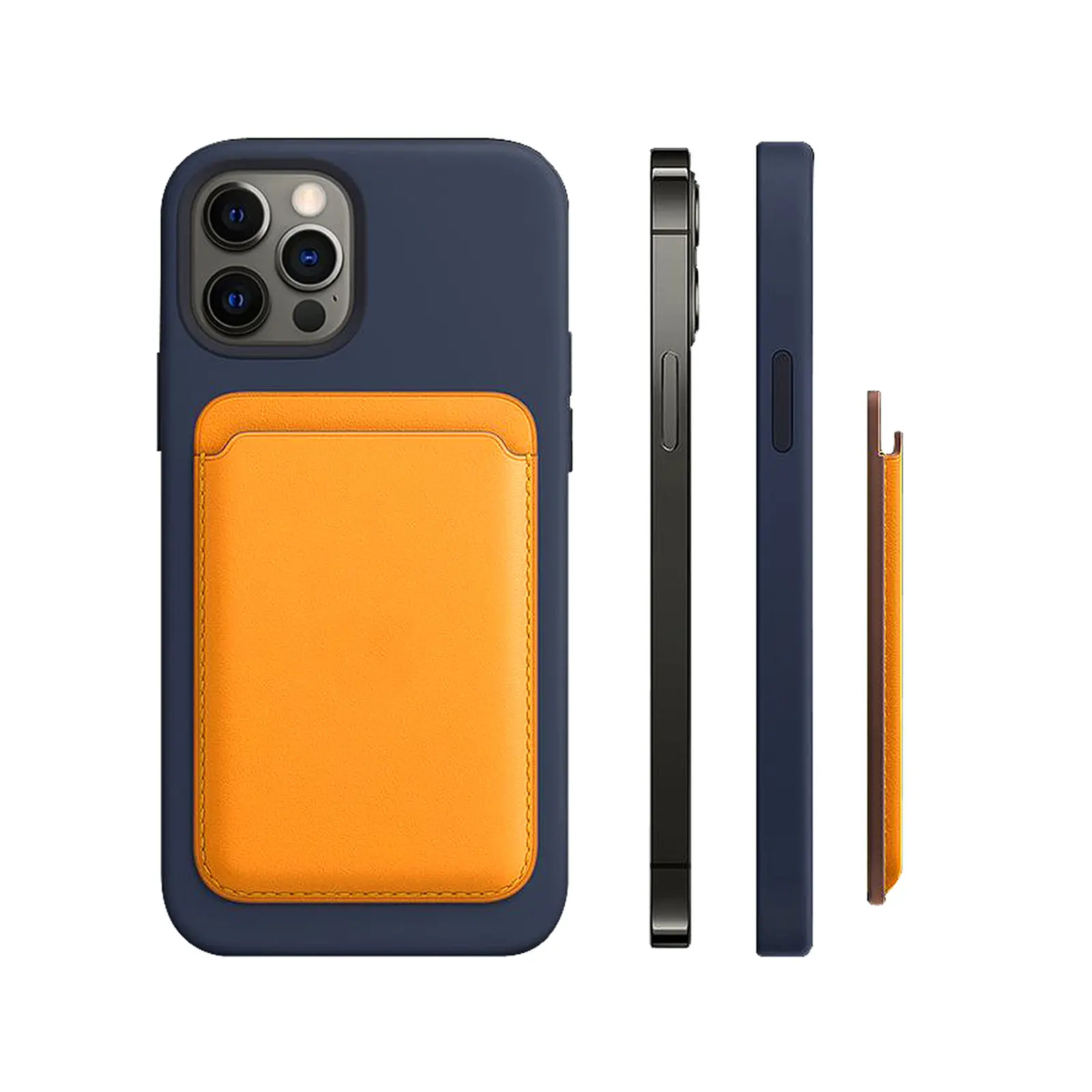 Custom Echt Lederen Magnetische Portemonnee Case Eenvoudig Ontwerp Sterke Magnetische Telefoon Kaarthouder Voor Iphone 13 14 Portemonnee