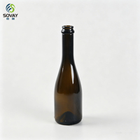 375ml Bruine Glazen Wijnfles, 244mm Hoog, 73mm Bodem, Lege Amberkleurige Glazen Fles voor Mousserende Wijn en Wijnverpakkingen