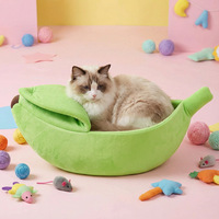 Lit pour animaux de compagnie créatif en forme de banane, en peluche, pour chat, hiver, chaud, dessin animé, nid pour animaux de compagnie, adapté aux chiens et aux chats, sensation de sécurité