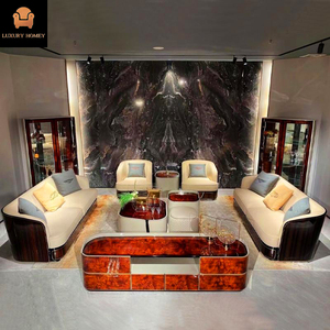 Set di Divani Reclinabili di Lusso Europeo Design Italiano in Vera Pelle per Soggiorno, Appartamento e Villa - Product Image 1