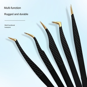 Nagelpflege-Werkzeuge Edelstahl Goldene Feder-Pinzette Delfin-Pickel-Entferner Multifunktionale Präzisionspinzette für Maniküre Schwarz - Product Image 2