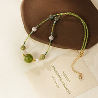 Collier en alliage de zircon synthétique vert perlé pour femme TANGPEI, bijoux de mode