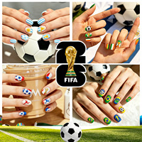 Ongles à presser courts ovales style fan, motif dessin animé football, manucure imprimée pour supporters d'équipe