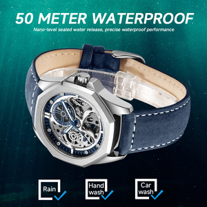<span class=keywords><strong>Montre</strong></span> automatique pour homme, style affaires, avec cadran ajouré, mouvement <span class=keywords><strong>suisse</strong></span>, bracelet en cuir véritable, <span class=keywords><strong>montre</strong></span> mécanique tourbillon <span class=keywords><strong>personnalisée</strong></span>, vente en gros - Product Image 4