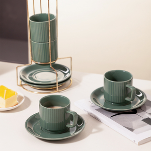 Biểu Tượng Tùy Chỉnh In Trắng Sứ Tea Party Ly Cà Phê Stackable Gốm <span class=keywords><strong>Espresso</strong></span> Cup Và Chiếc Đĩa Đặt Với Đứng - Product Image 2