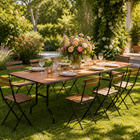 Table de banquet rectangulaire pliante moderne de 6 pieds en contreplaqué avec pieds en fer pour hôtel, repas en plein air, mariage