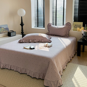 2025 nouveau Style coréen dentelle bord housse de couette coton couverture de lit à pois impression couvre-lit housse de couette quatre pièces ensemble de literie - Product Image 2