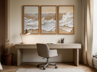 Art original abstrait, paysage marin, art mural texturé 3D, peinture à l'huile sur toile, 100% peint à la main, cadre en bois, taille personnalisée
