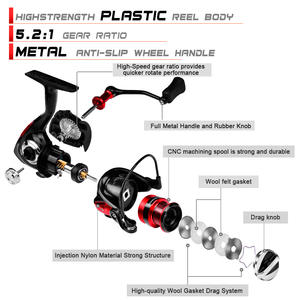 Mulinello da Pesca Spinning Economico all'Ingrosso, 3+1 Cuscinetti, Frizione Max 8kg, Rapporto 5.2:1 - Product Image 5