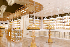 Custom Designed Wooden Makeup Store Display Stand LED Lighting Perfume Display Cabinet for Shop Display - Product Image 3