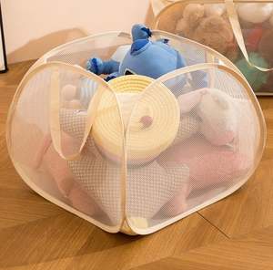 Large Square Mesh Laundry Bag Pop up Square Laundry Basket <b>Hamper</b> with Side Pocket - Product Image 3