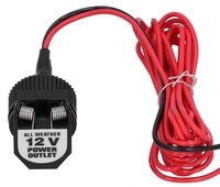 Adaptateur allume-cigare 12V câble rouge et noir avec couvercle à ressort pour motos et bateaux