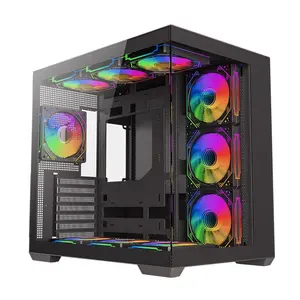 Computerkast Desktop Gaming Case Ondersteuning Argb Led Fans Met Volledig Gehard Glas Zijpaneel