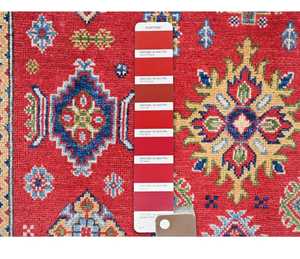 Tapis en laine kazak rouge impérial noué à la main Design abstrait géométrique Coton doux pour un exercice confortable Décorations de salon - Product Image 2