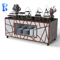 Station de buffet mobile OKEY, comptoir de bar à cocktails, station de buffet portable, table de buffet pliable, station de bar mobile