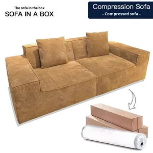 Sofá de Tela Comprimida para Sala de Estar, Apartamento Pequeño, Dos Plazas, Funda de Franela, Multifuncional, Moderno, Sencillo, Económico, para Hotel o Villa - Product Image 2