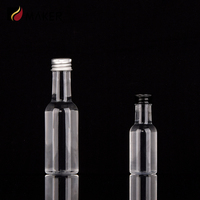 Bouteilles miniatures en PET vides de 25 ml et 50 ml pour shots d'alcool avec bouchons noirs inviolables pour champagne et boissons énergisantes, personnalisables