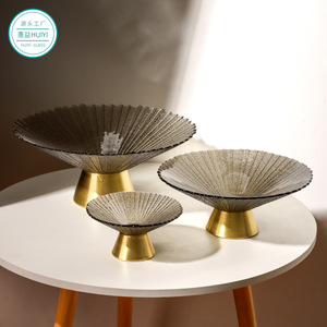 Fruit Bowl Glass With Copper Base Large Creative Luxury Retro Design For Party Decor - Product Image 5