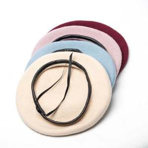 Béret en laine uni pour homme, tendance automne-hiver, béret français avec bordure en simili cuir - Product Image 4