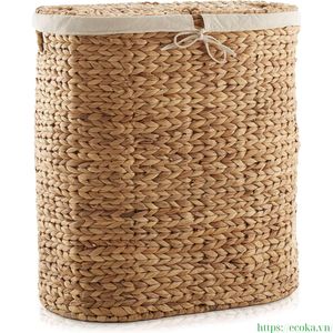 Eco-Friendly Handwoven Water Hyacinth Laundry <b>Basket</b> with Lid Clothes Hamper for Clothing Organizing <b>Basket</b> Storage - Product Image 6