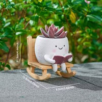 Pot de fleurs en résine en forme de chaise à bascule mignonne, pot à succulentes créatif de style dessin animé, pots de fleurs pour la décoration de bureau et de jardin