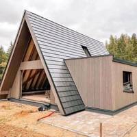 Kit de maison modulaire en bois de couleur, design moderne de luxe, forme triangulaire, panneau sandwich, écologique, pour habitation