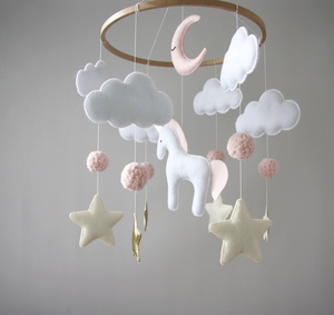 Colorful Baby <b>Mobile</b> Nursery Moon and Clouds <b>Cot</b> <b>Mobile</b> Wool Balls Crib <b>Mobile</b> Nursery - Product Image 6