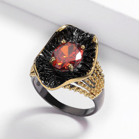 Bijoux vintage KYRA01746, bijoux de style court, bague ovale en zircone rouge de luxe pour femmes