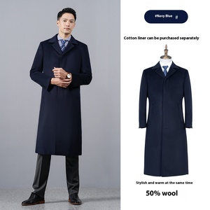 Manteau long en cuir véritable épais pour homme, style européen et américain, coupe-vent, é<span class=keywords><strong>l</strong></span>égant, mature - Product Image 2