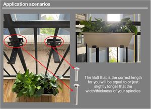 Cubierta de hierro resistente y riel de cerca Caja de maceta universal Soportes para colgar al aire libre Soportes de caja de ventana - Product Image 6