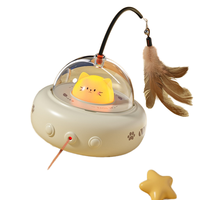 Jouet interactif automatique pour chat, sans danger pour les yeux - Laser LED à intensité variable + Plumes flottantes, construction en plastique, recommandé pour l'exercice