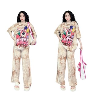 Completo Set Estivo <span class=keywords><strong>Donna</strong></span>: Top e Pantaloni Comodi <span class=keywords><strong>Casual</strong></span> con Stampa Tie-Dye e Cartoni Animati - Nuova Collezione Direttamente dalla Fabbrica per l'Esportazione - Product Image 6