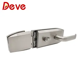 China Supplier 304 Stainless Steel Lever Handle Glass Door Lock For Commercial Residetal