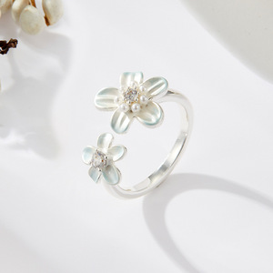 Flower Open Ring Adjustable Women's Index Finger Jewelry Gift Prong Setting - Product Image 4