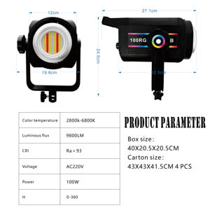 Luci LED RGB 100W per Selfie e Fotografia, Controllo Remoto, Temperatura Colore 2800-6800K, 220V, per Studio Fotografico, Trucco e <span class=keywords><strong>YouTube</strong></span> - Product Image 6