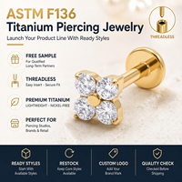 Kaishee 16G Piercing Medusa sans filetage en titane ASTM F136 6AI-4V ELI pour lèvre et corps