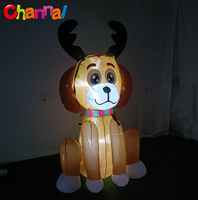 Renne gonflable de Noël, chien gonflable avec lumières LED, chiot avec cornes de renne, décoration de jardin extérieure pour les fêtes