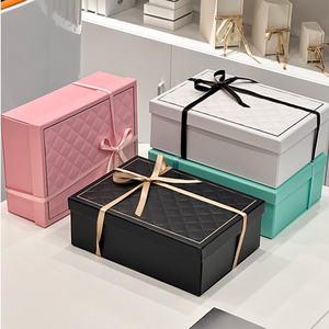 Custom one-piece ribbon bow folding packaging box for cosmetics scarves <b>gifts</b> and custom <b>empty</b> <b>boxes</b> - Product Image 2
