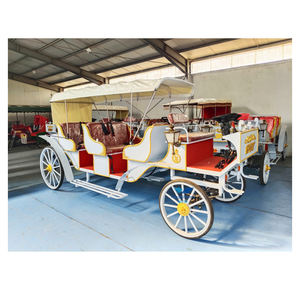 Carruaje de caballos blanco eléctrico de estilo victoriano 2024 con asiento Clarete, 4 ruedas de acero para visitas turísticas en blanco nuevo - Product Image 1
