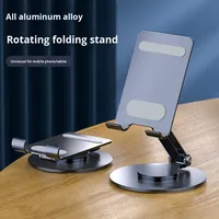 Support de téléphone et de tablette rotatif à 360 degrés en alliage d'aluminium, dissipation de la chaleur, support de bureau pliable portable pour diffusion en direct
