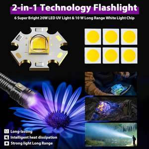 Linterna LED de Alta Potencia 2 en 1 con Luz UV de 365nm y 7 Modos, Resistente al Agua IPX5, para Detección de Orina de Mascotas y Emergencias al Aire Libre - Product Image 2