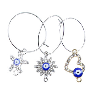 Wine Glass Charm Set Metal Reusable Decorative Charms For Wine Glasses With <b>Evil</b> <b>Eye</b> And Butterfly Designs - Product Image 3