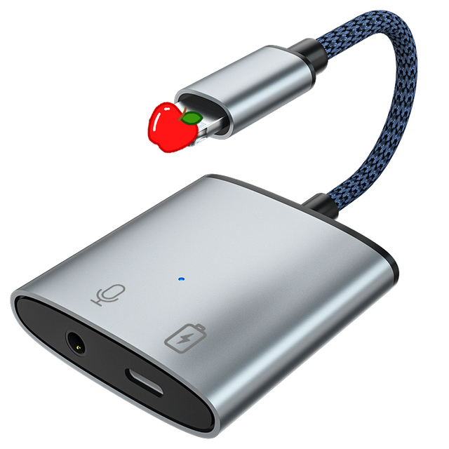High Quality 2in1 8pin to 3.5mm Audio Aux Headphone Charger Adapter