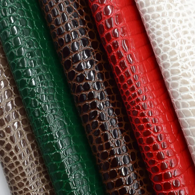 Pu Leer Kristal Patent Krokodil Dimensionale Vinyl Synthetische Lederen Stof Voor Schoenen Tassen Portefeuilles
