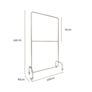 Espositore <span class=keywords><strong>per</strong></span> Negozio di Abbigliamento in Acciaio Inox Spazzolato Argento, Appendiabiti Regolabile <span class=keywords><strong>per</strong></span> Donna, Stile Art Déco, Autoportante, Facile da Montare - Product Image 5
