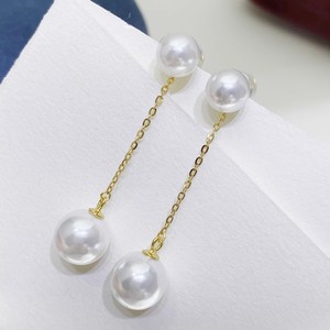 22569 Accessoires de perles DIY, support vide pour boucles d'oreilles en argent S925 avec perles rondes de 9-10 mm, détachable, or/argent, boucles d'oreilles DIY - Product Image 3